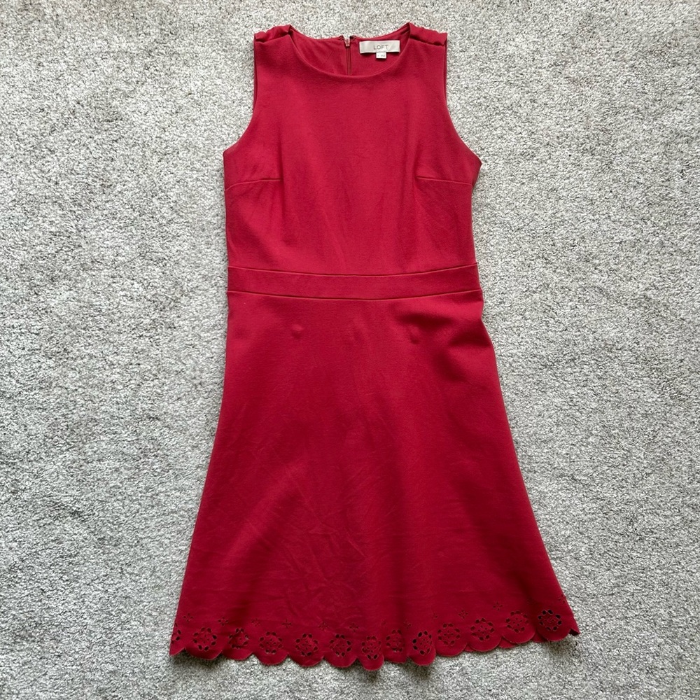 LOFT eyelet dress, coral, size 4